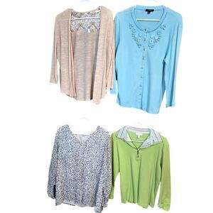 Women's Large 12 14 Tops Shirts Blouses Sweaters Wholesale Bulk Lot of 4 L
